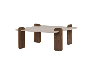 Mesa de centro em madeira «Marais» - 117 x 35 x 117 cm - Travertino / Nogueira Venezia