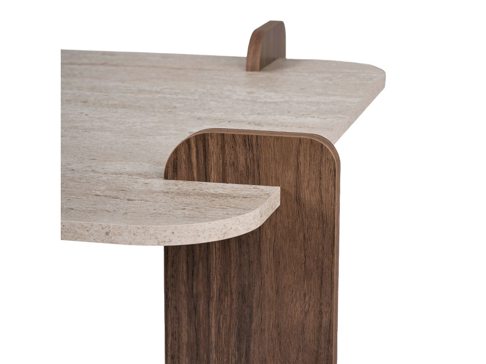 Mesa de centro em madeira «Marais» - 117 x 35 x 117 cm - Travertino / Nogueira Venezia