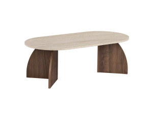 Mesa de centro em madeira «Melina» - 120 x 40 x 60 cm - Travertino / Nogueira de Veneza