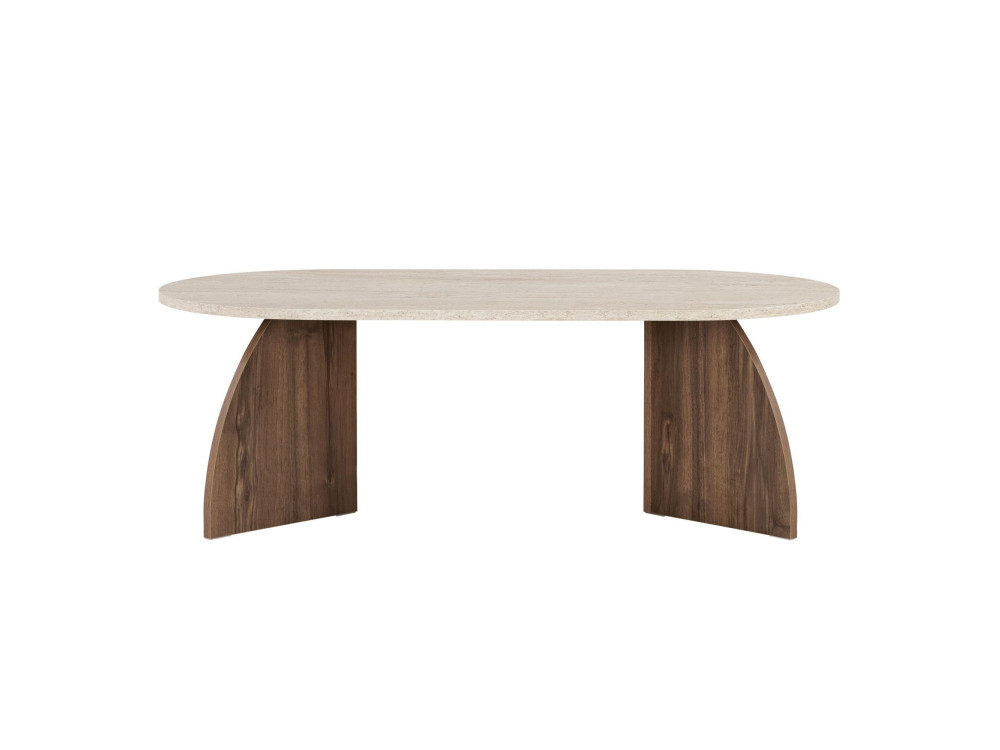 Mesa de centro em madeira «Melina» - 120 x 40 x 60 cm - Travertino / Nogueira de Veneza