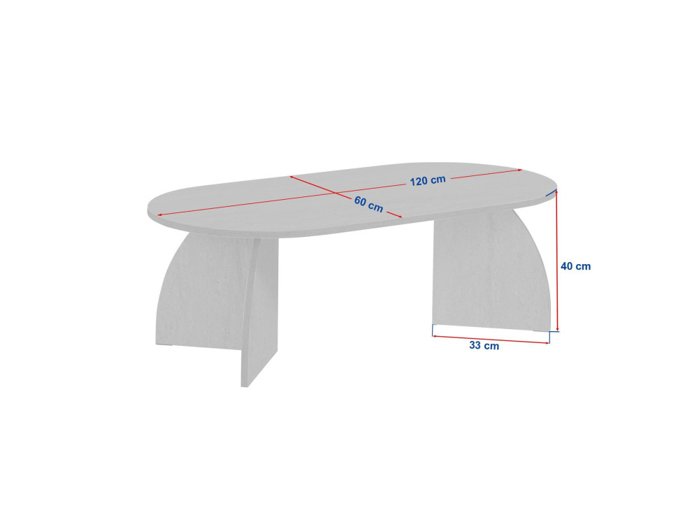 Mesa de centro em madeira «Melina» - 120 x 40 x 60 cm - Travertino / Nogueira de Veneza