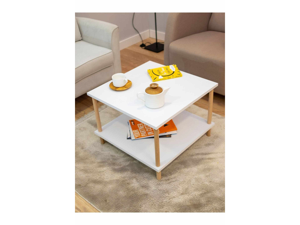 Mesa de centro em madeira «Peka-0049» - 60 x 42,5 x 60 cm - Branco