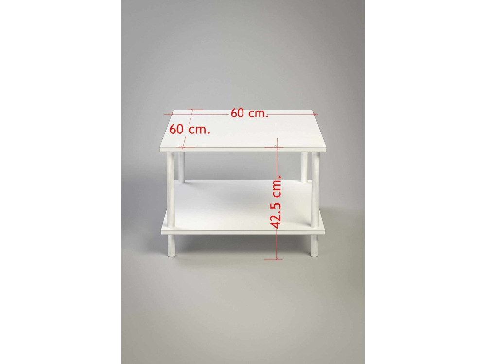 Mesa de centro em madeira «Peka-0049» - 60 x 42,5 x 60 cm - Branco