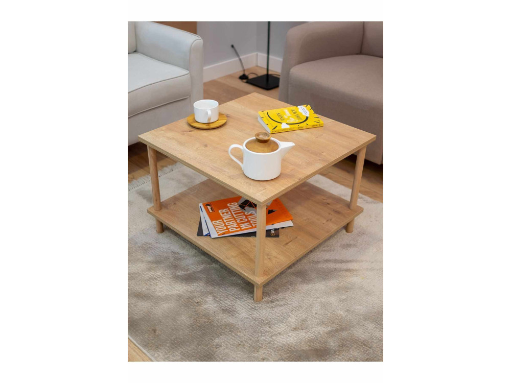 Mesa de centro em madeira «Peka-0049» - 60 x 42,5 x 60 cm - Carvalho Saphir