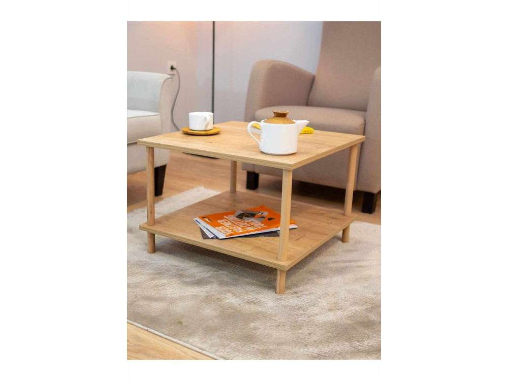Mesa de centro em madeira «Peka-0049» - 60 x 42,5 x 60 cm - Carvalho Saphir