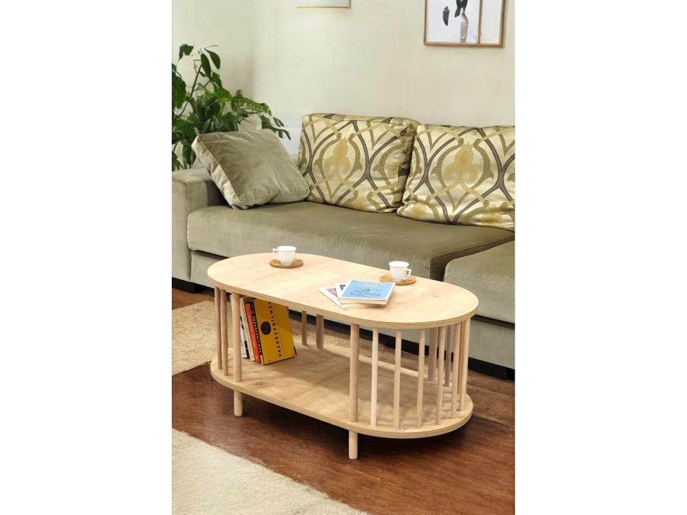 Mesa de centro em madeira «Peka-0111» - 90 x 43 x 45 cm - Carvalho Saphir