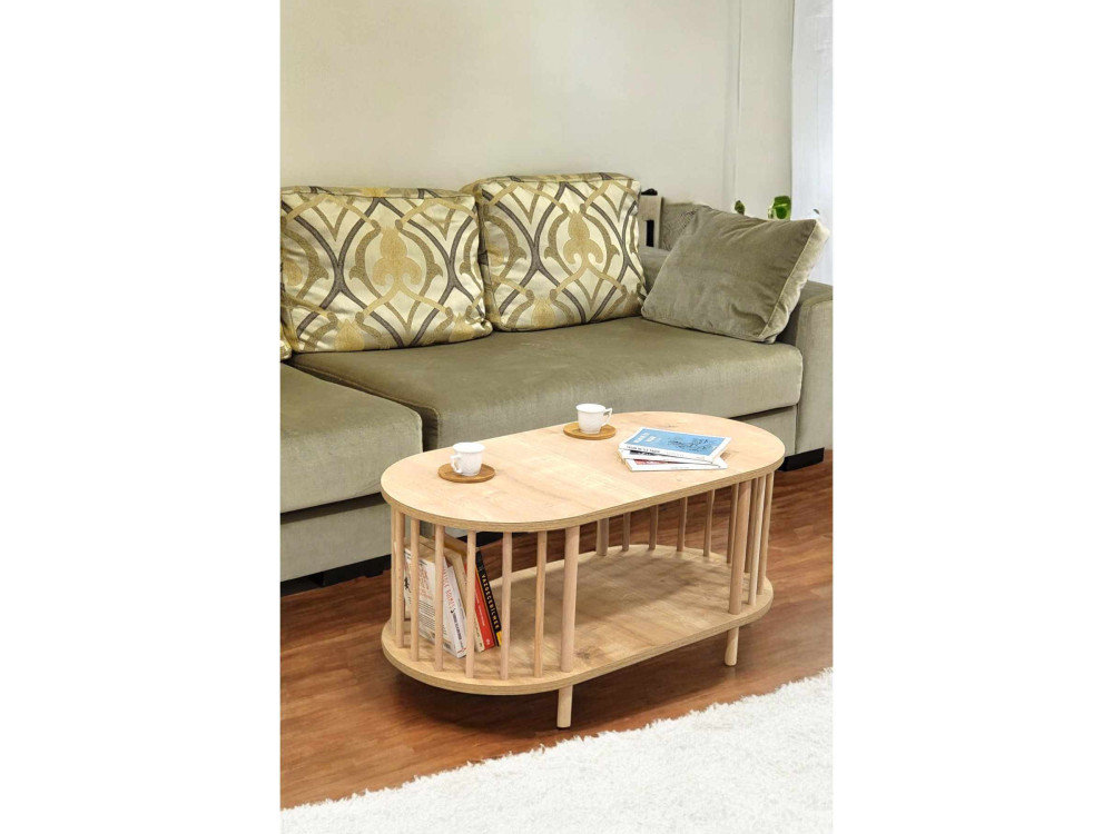 Mesa de centro em madeira «Peka-0111» - 90 x 43 x 45 cm - Carvalho Saphir