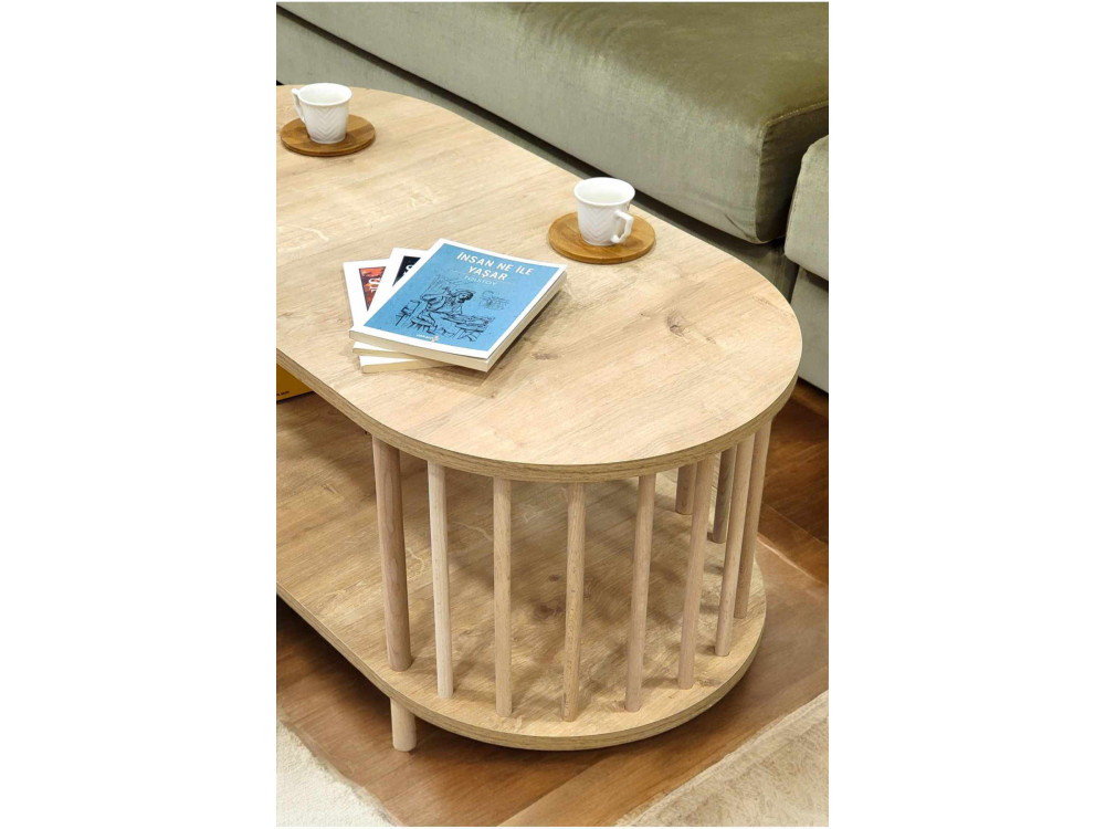 Mesa de centro em madeira «Peka-0111» - 90 x 43 x 45 cm - Carvalho Saphir