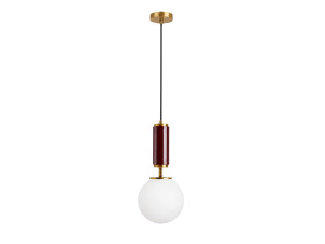 Candeeiro suspenso em metal «Moira» - 15 x 15 x 120 cm - Vermelho