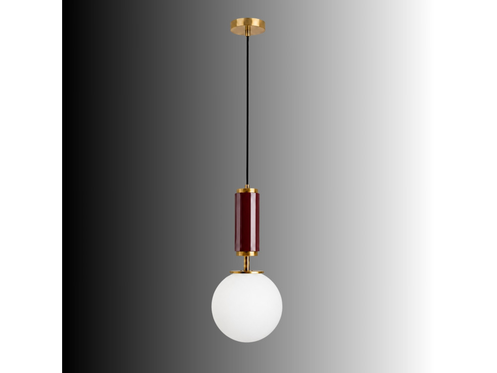 Candeeiro suspenso em metal «Moira» - 15 x 15 x 120 cm - Vermelho