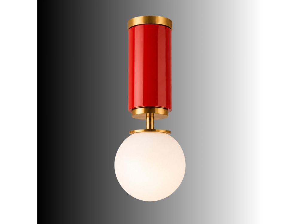 Luminária de teto em metal «Moira» - 15 x 15 x 38 cm - Vermelho