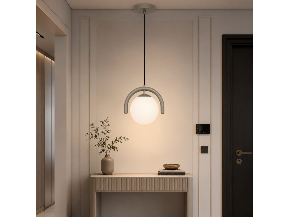 Candeeiro suspenso em metal «GEDIK-20441» - 20 x 20 cm - Cinzento