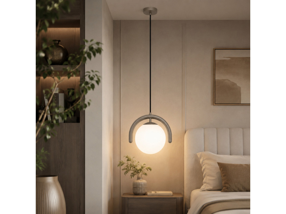 Candeeiro suspenso em metal «GEDIK-20441» - 20 x 20 cm - Cinzento