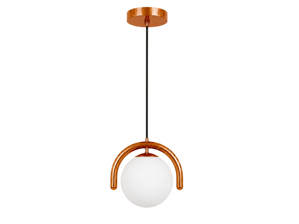 Candeeiro suspenso em metal «GEDIK-20441» - 20 x 20 cm - Castanho / Laranja