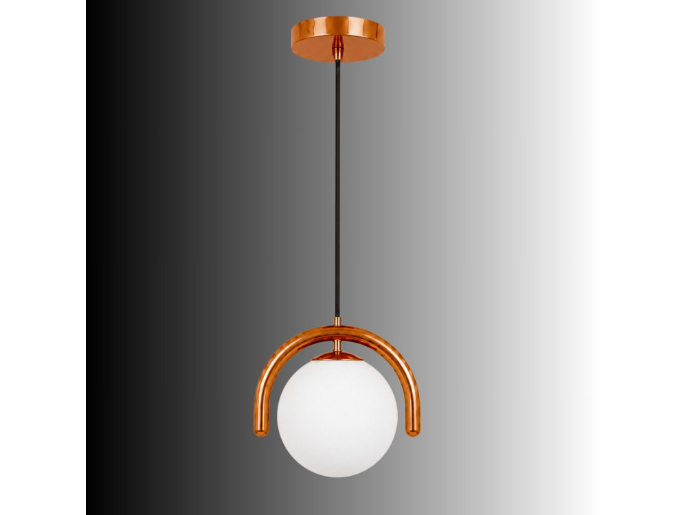 Candeeiro suspenso em metal «GEDIK-20441» - 20 x 20 cm - Castanho / Laranja