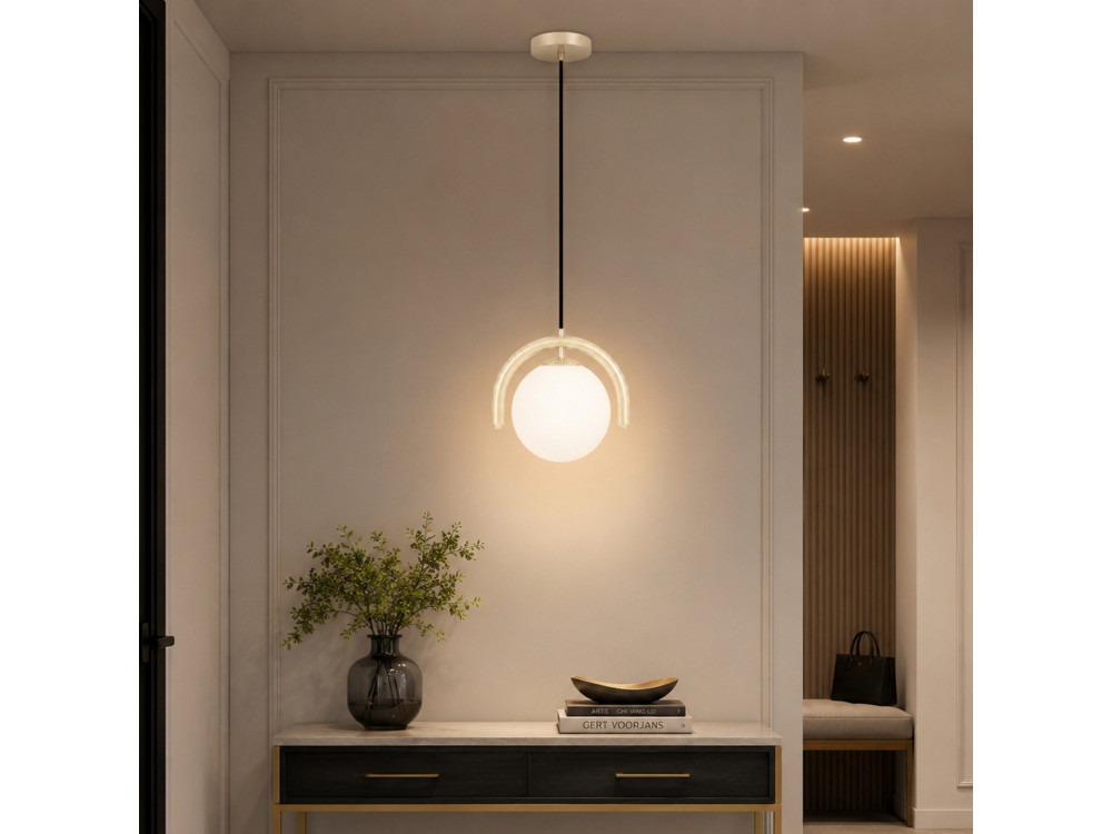 Candeeiro suspenso em metal «GEDIK-20441» - 20 x 20 cm - Bege