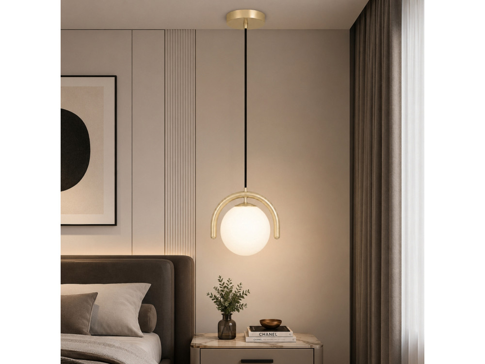 Candeeiro suspenso em metal «GEDIK-20441» - 20 x 20 cm - Bege