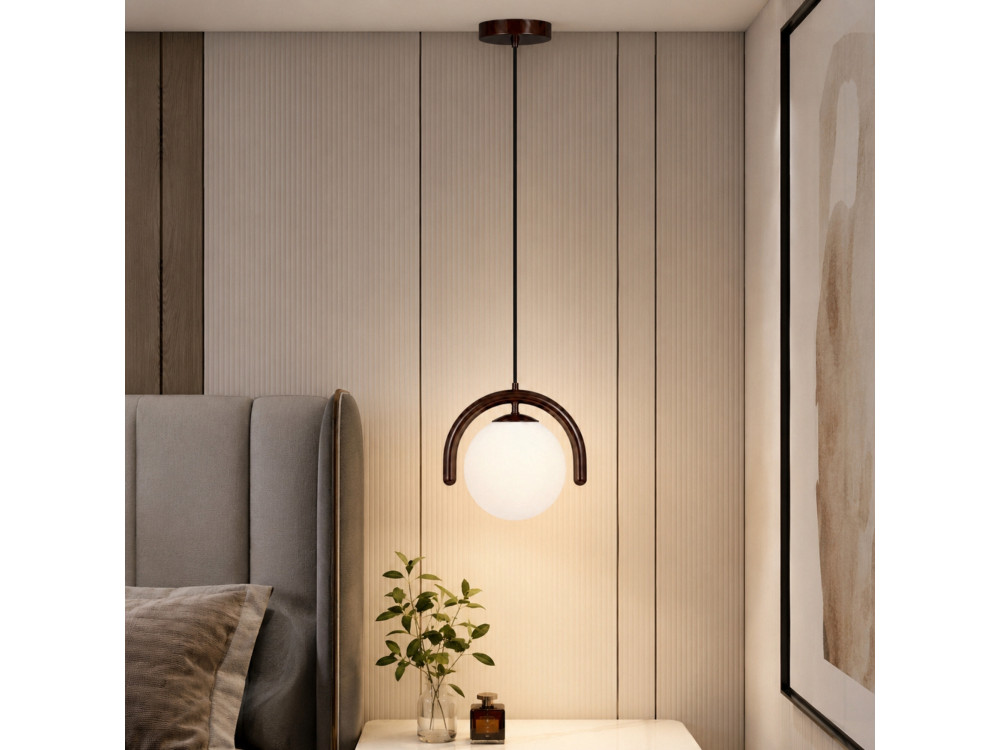 Candeeiro suspenso em metal «GEDIK-20441» - 20 x 20 cm - Castanho