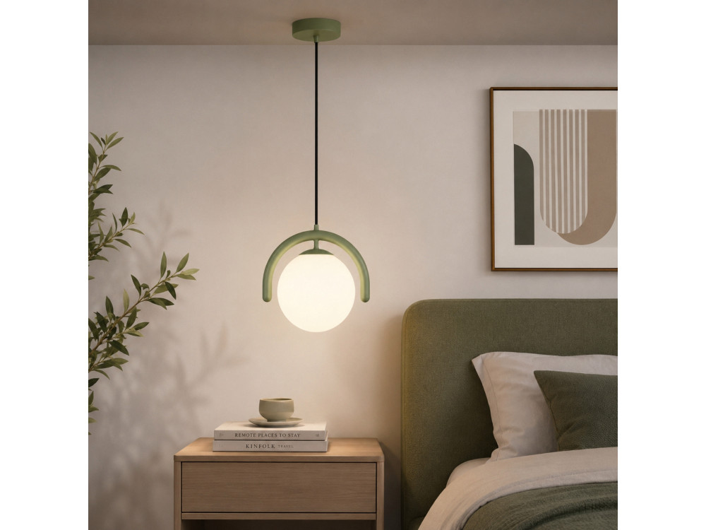 Candeeiro suspenso em metal «GEDIK-20441» - 20 x 20 cm - Verde menta