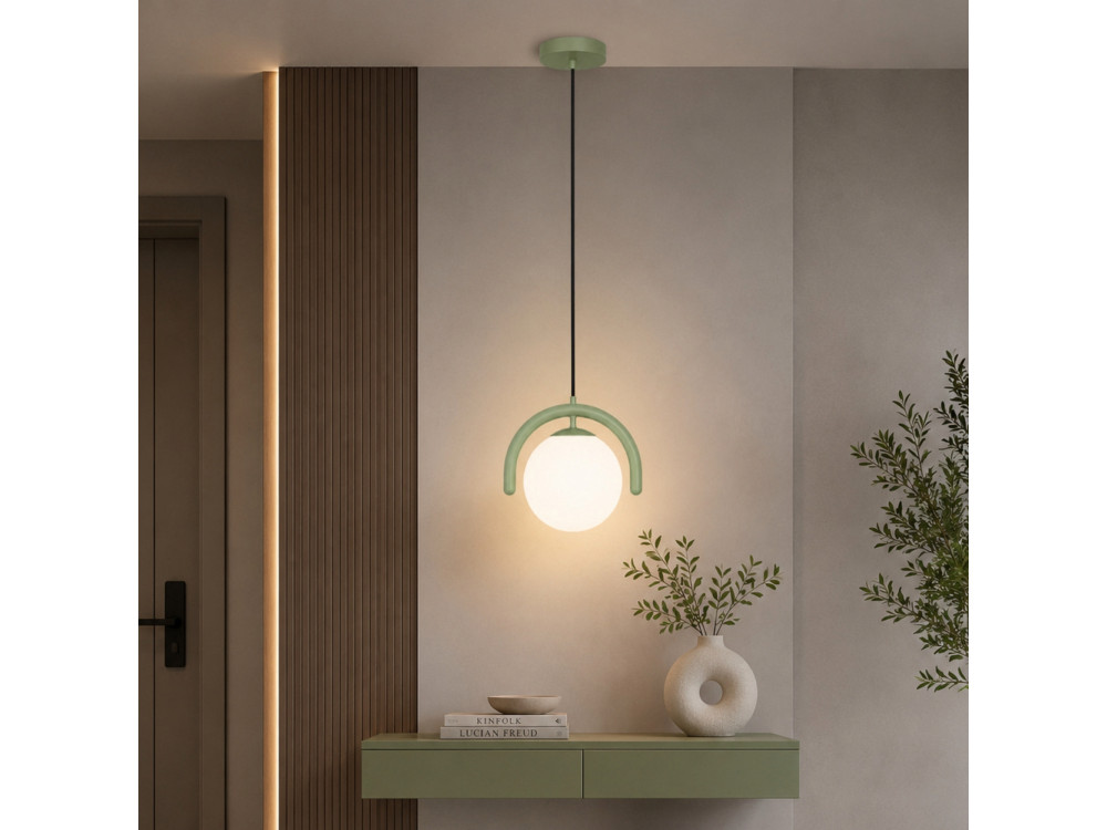 Candeeiro suspenso em metal «GEDIK-20441» - 20 x 20 cm - Verde menta