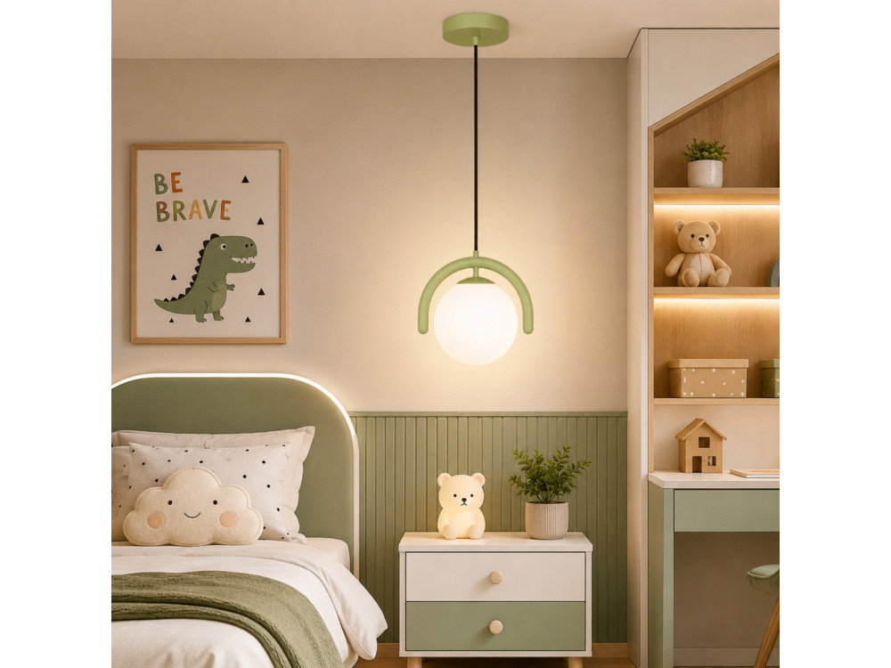 Candeeiro suspenso em metal «GEDIK-20441» - 20 x 20 cm - Verde menta