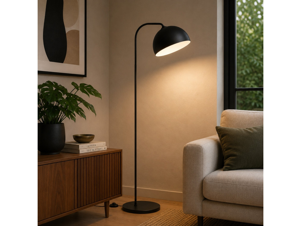 Candeeiro de pé em metal «Yaka» - 51 x 51 cm - Preto