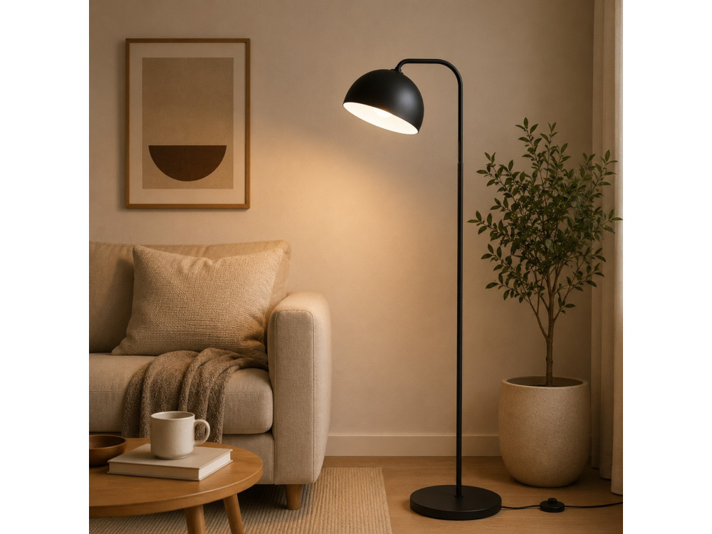 Candeeiro de pé em metal «Yaka» - 51 x 51 cm - Preto