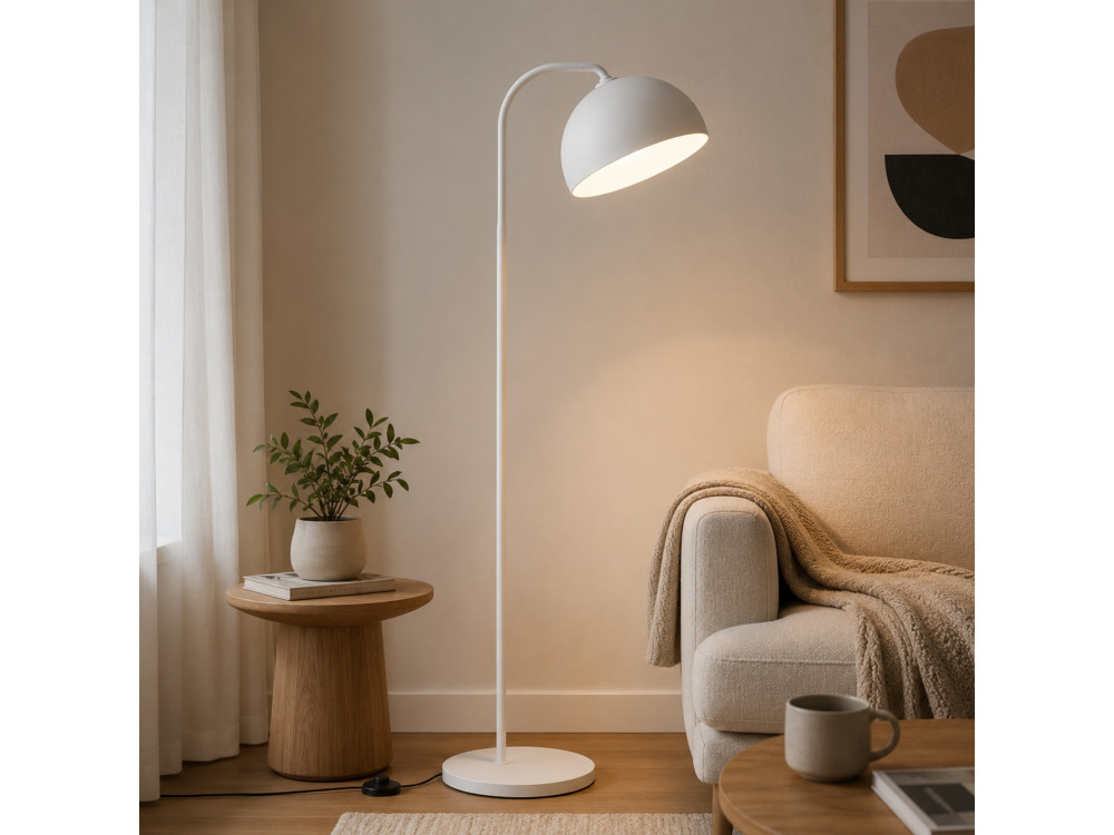 Candeeiro de pé em metal «Yaka» - 51 x 51 cm - Branco