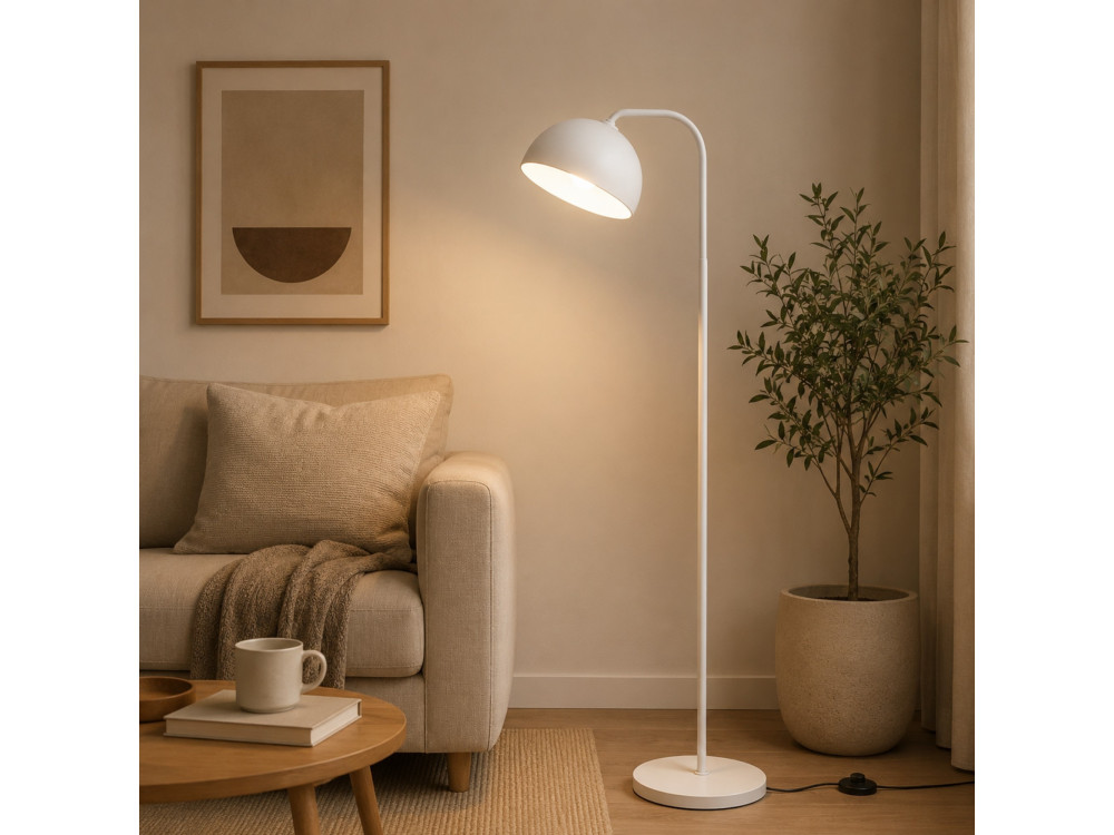 Candeeiro de pé em metal «Yaka» - 51 x 51 cm - Branco