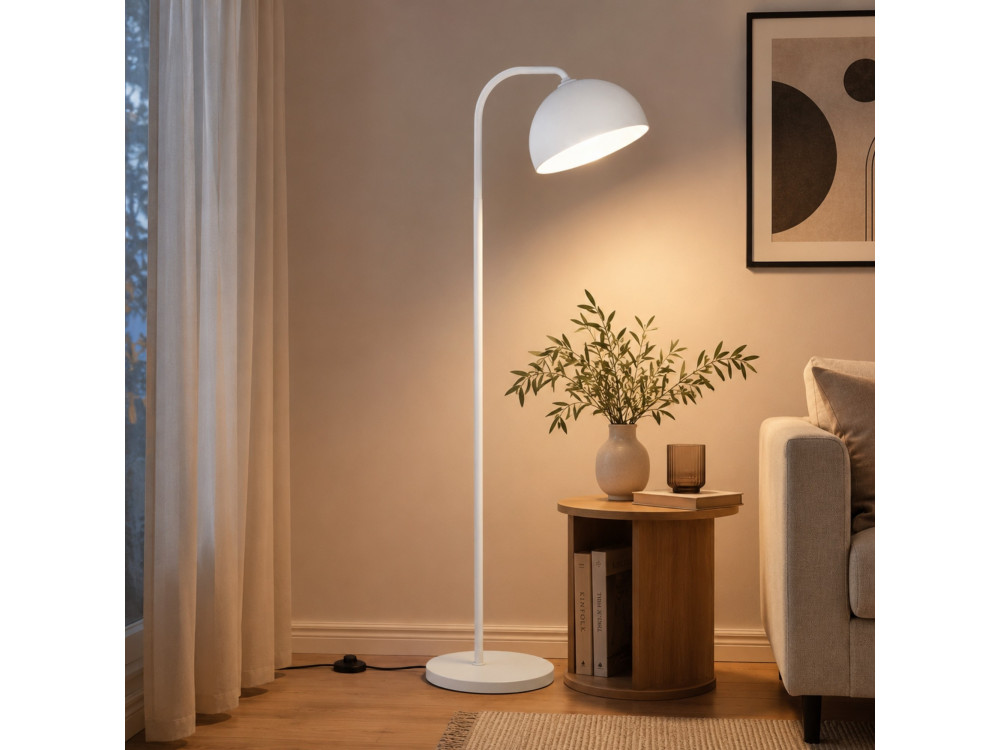 Candeeiro de pé em metal «Yaka» - 51 x 51 cm - Branco