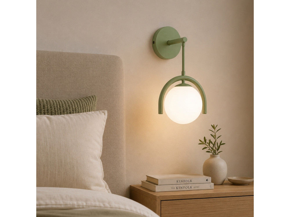 Candeeiro de parede em metal «GEDIK-20445» - 20 x 20 cm - Verde Menta