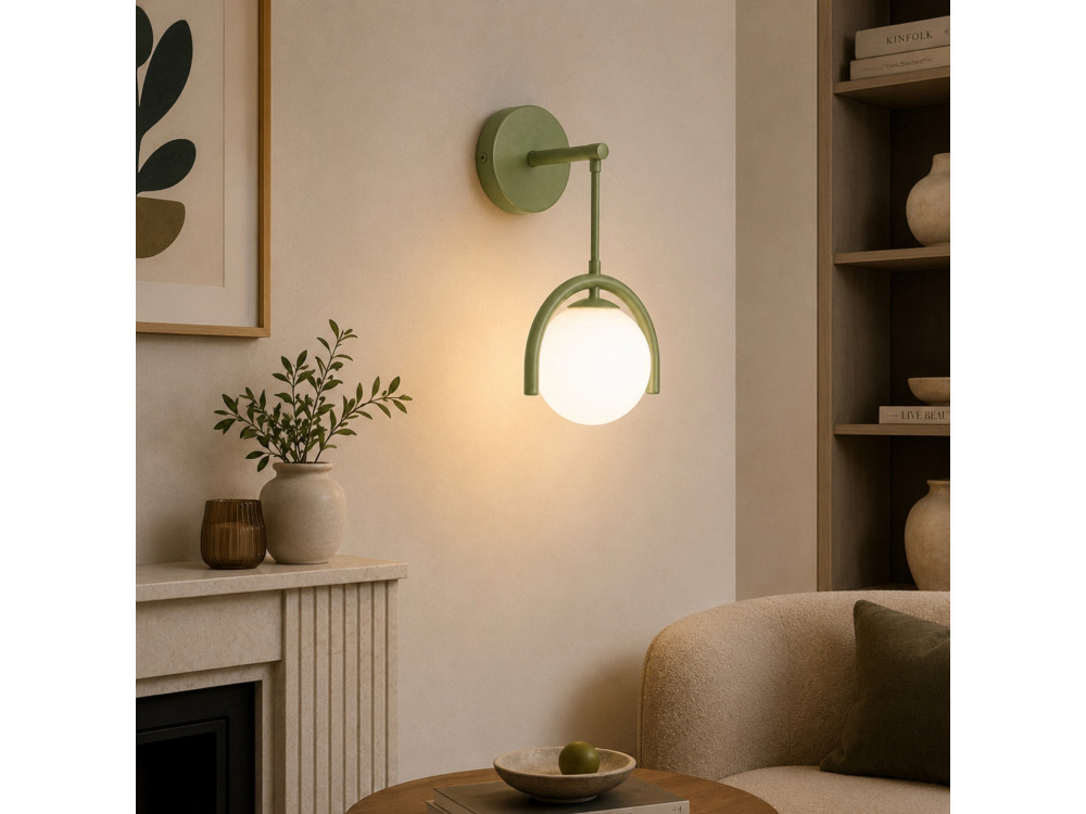 Candeeiro de parede em metal «GEDIK-20445» - 20 x 20 cm - Verde Menta
