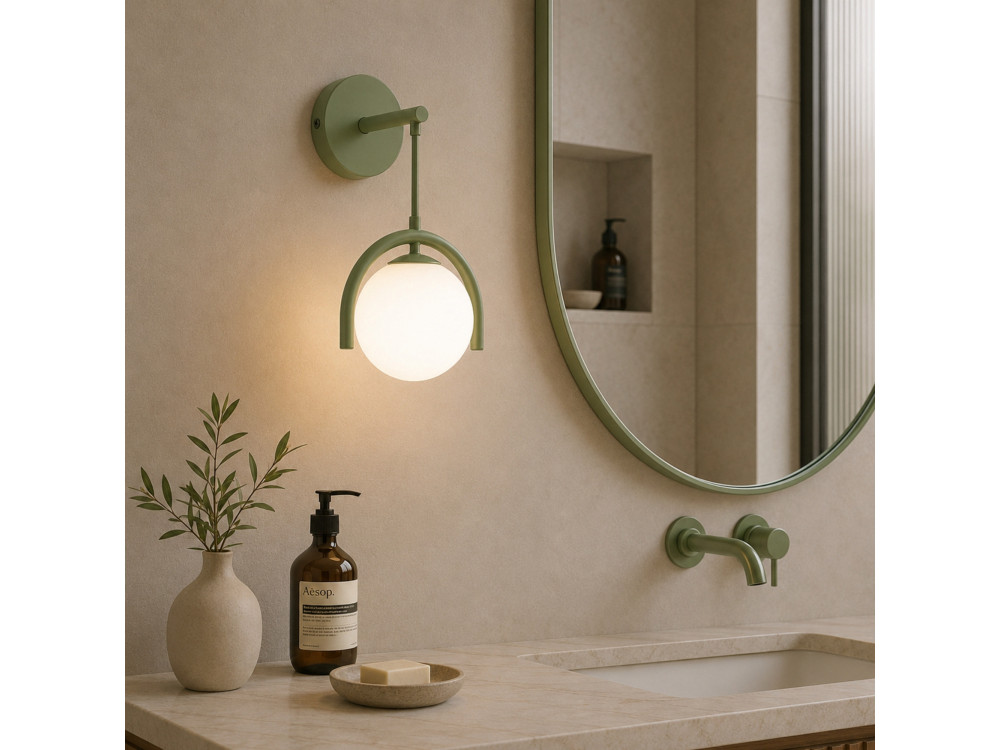 Candeeiro de parede em metal «GEDIK-20445» - 20 x 20 cm - Verde Menta