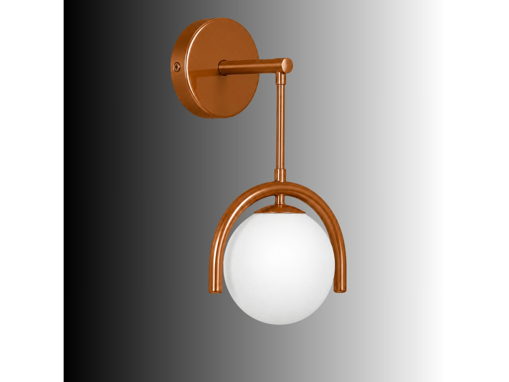 Candeeiro de parede em metal «GEDIK-20445» - 20 x 20 cm - Castanho / Laranja
