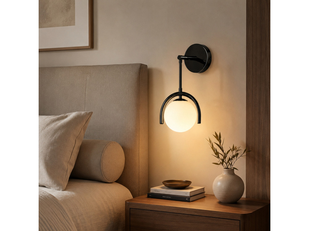 Candeeiro de parede em metal «GEDIK-20445» - 20 x 20 cm - Preto