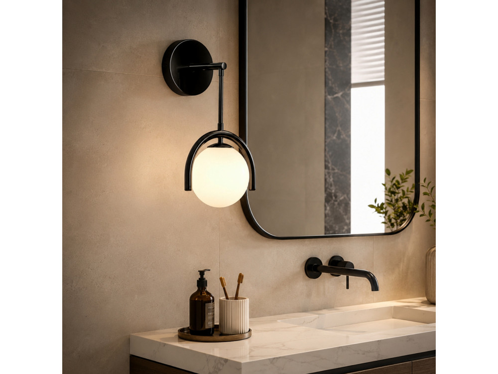 Candeeiro de parede em metal «GEDIK-20445» - 20 x 20 cm - Preto