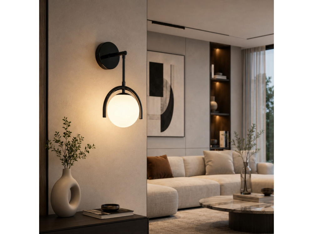 Candeeiro de parede em metal «GEDIK-20445» - 20 x 20 cm - Preto