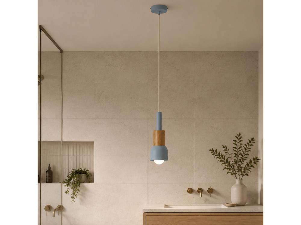 Candeeiro suspenso em metal «Elwood» - 10 x 25 cm - Azul