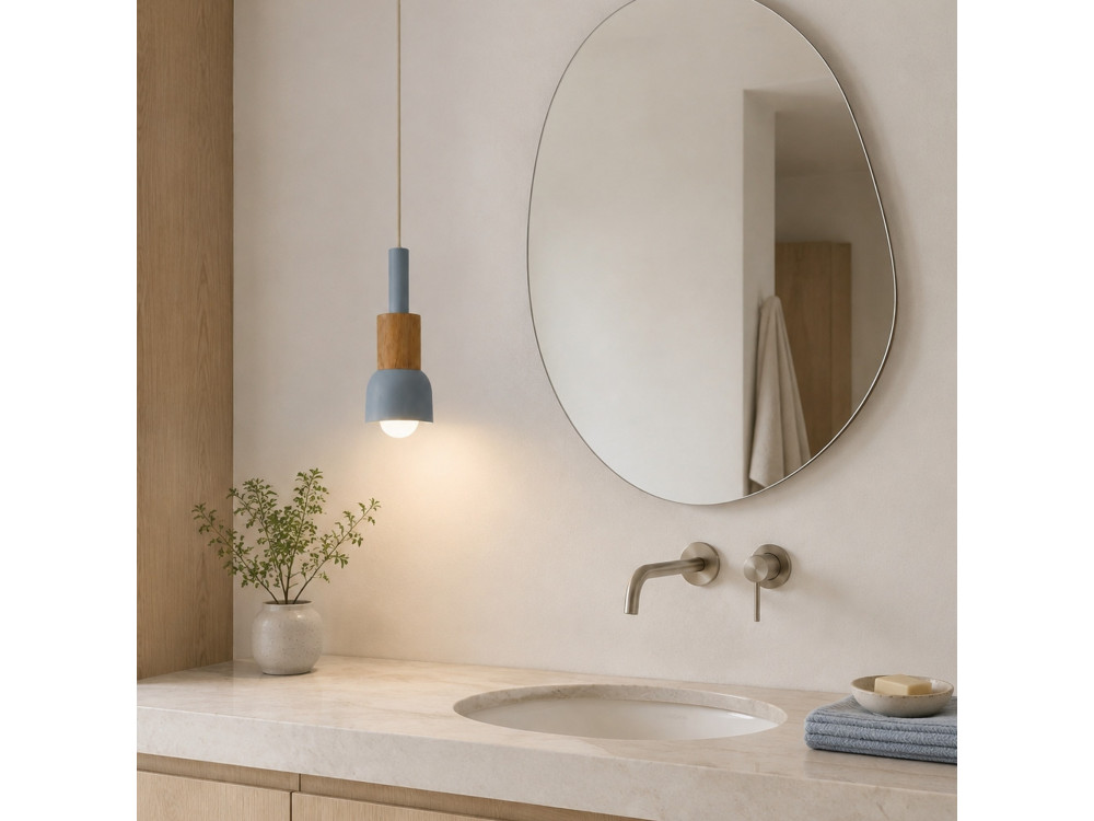 Candeeiro suspenso em metal «Elwood» - 10 x 25 cm - Azul