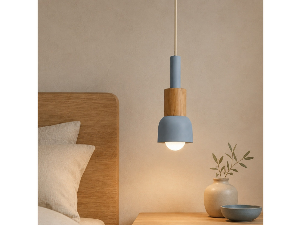 Candeeiro suspenso em metal «Elwood» - 10 x 25 cm - Azul