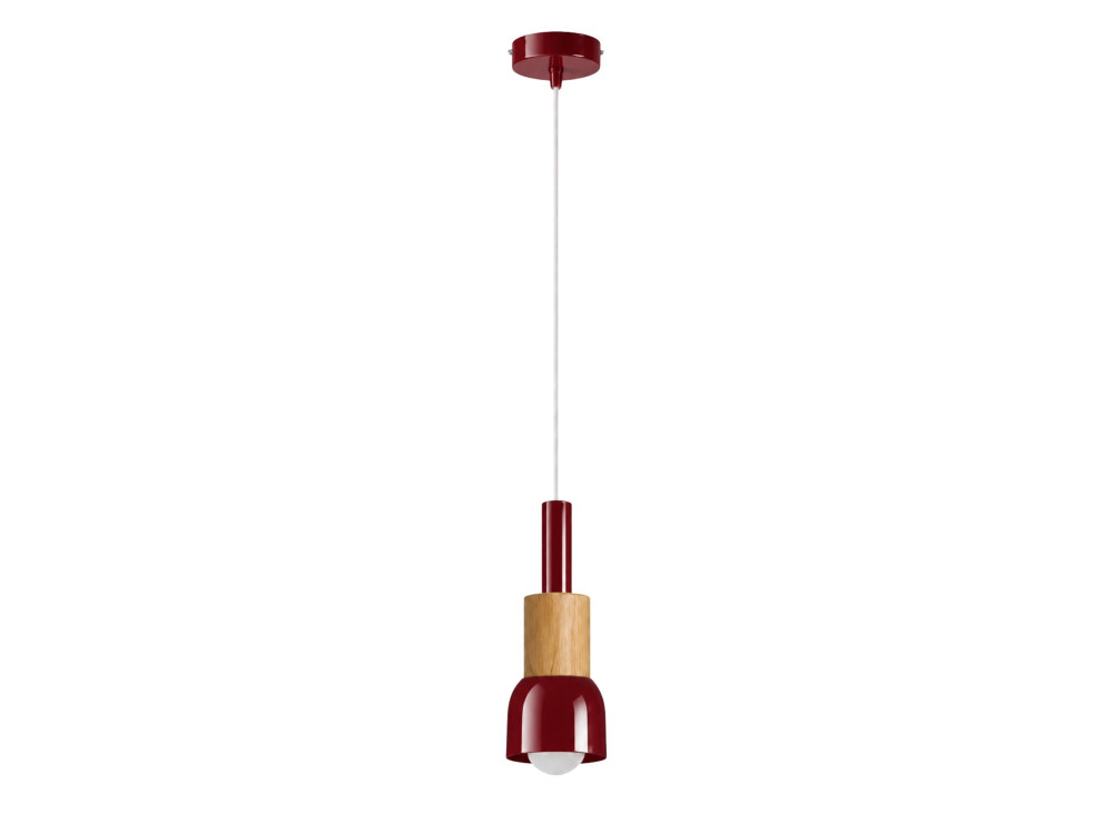 Candeeiro suspenso em metal «Elwood» - 10 x 25 cm - Vermelho