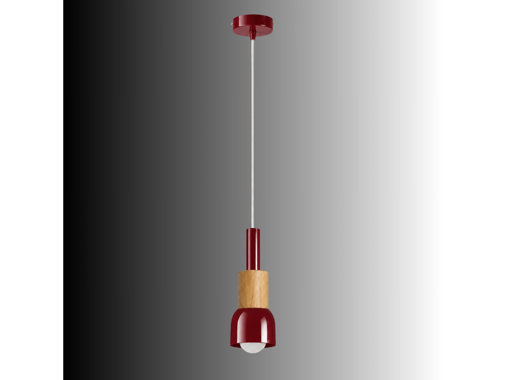 Candeeiro suspenso em metal «Elwood» - 10 x 25 cm - Vermelho