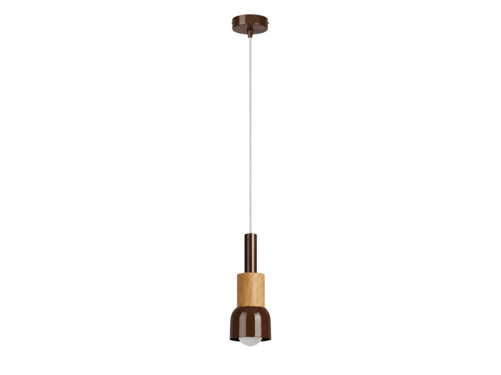Candeeiro suspenso em metal «Elwood» - 10 x 25 cm - Castanho