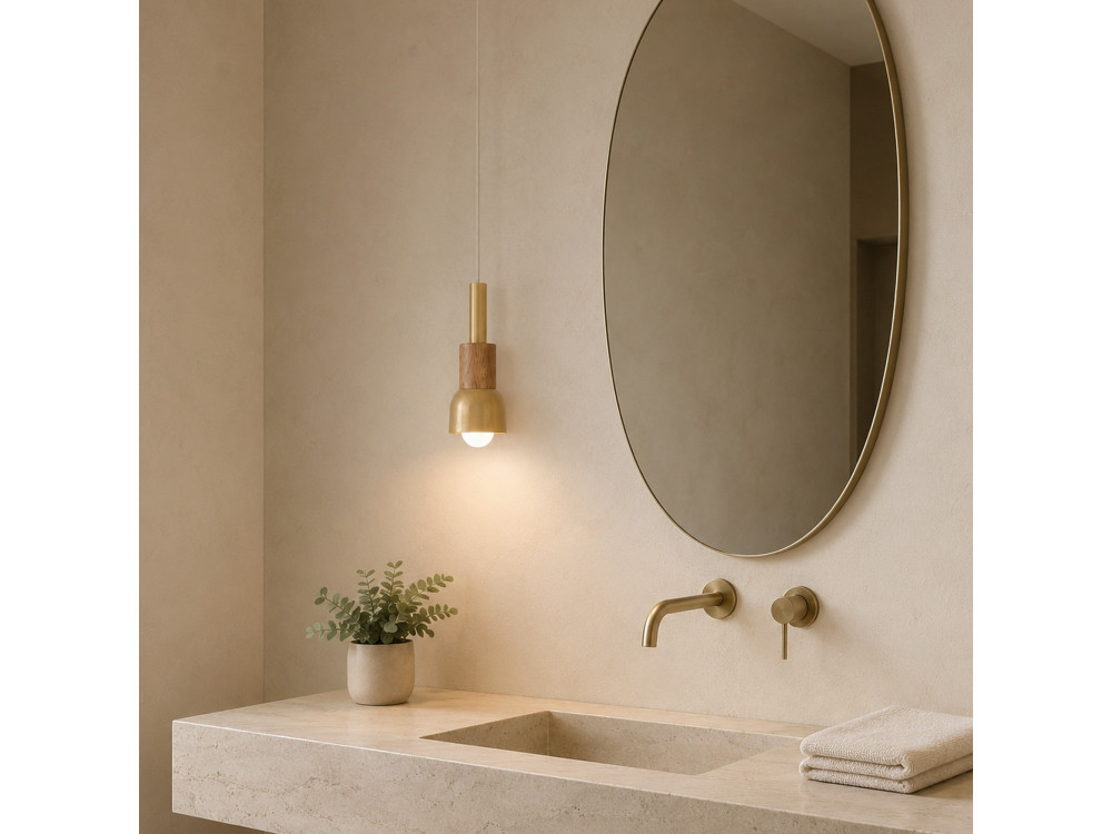 Candeeiro suspenso em metal «Elwood» - 10 x 25 cm - Amarelo