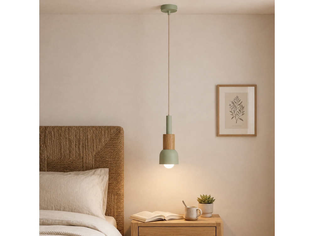 Candeeiro suspenso em metal «Elwood» - 10 x 25 cm - Verde