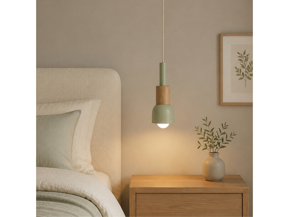 Candeeiro suspenso em metal «Elwood» - 10 x 25 cm - Verde