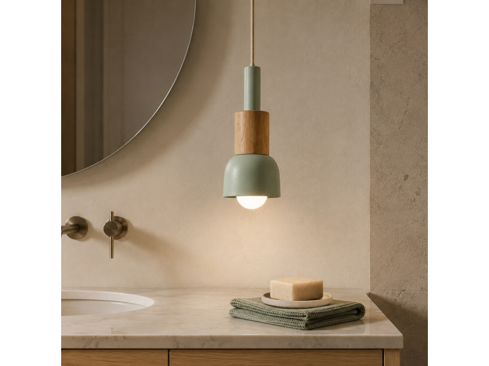 Candeeiro suspenso em metal «Elwood» - 10 x 25 cm - Verde