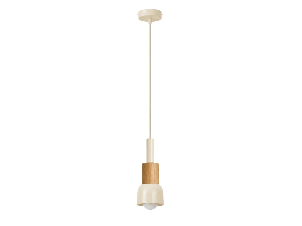 Candeeiro suspenso em metal «Elwood» - 10 x 25 cm - Bege