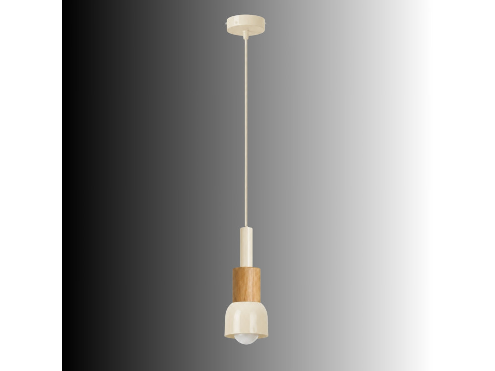 Candeeiro suspenso em metal «Elwood» - 10 x 25 cm - Bege