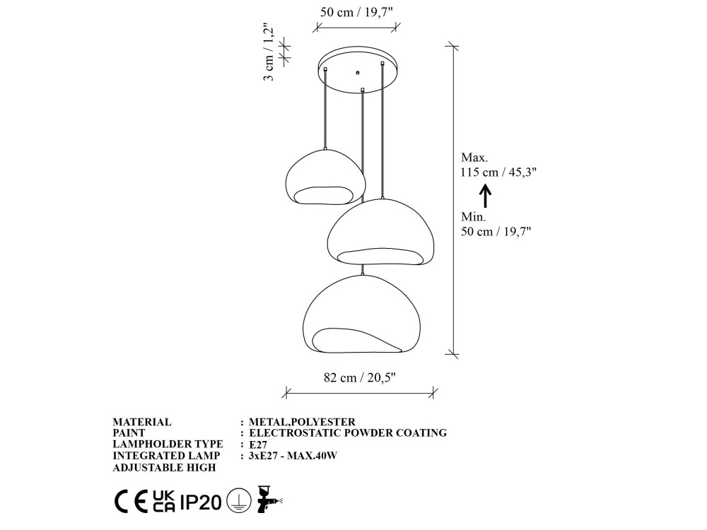 Candelabro de metal «Loval» - Altura ajustável de 50 a 115 cm - Branco